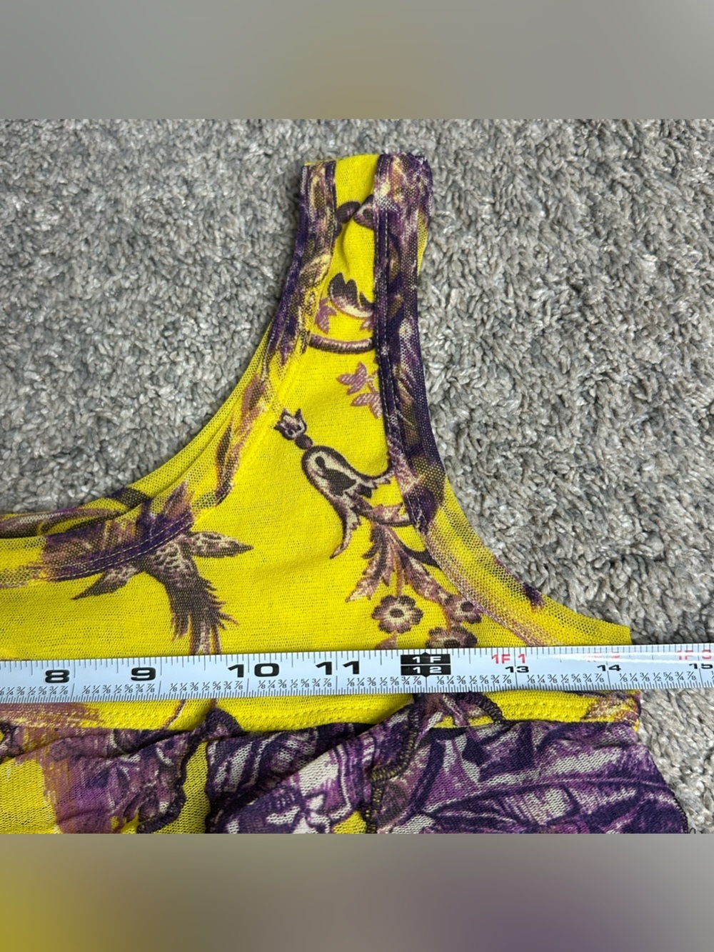 Jean Paul Gaultier Soleil Mesh Dress Large Vintage Yellow Purple Ruffle Y2K 90s - Picture 12 of 14